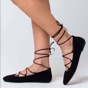 Bamboo Lace Up Ballet Flats size 8